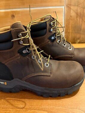 Carhartt brown leather lace-up boots - 6" rugged flex composite toe - Women's 9